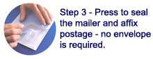 press to seal mailer and affix postage